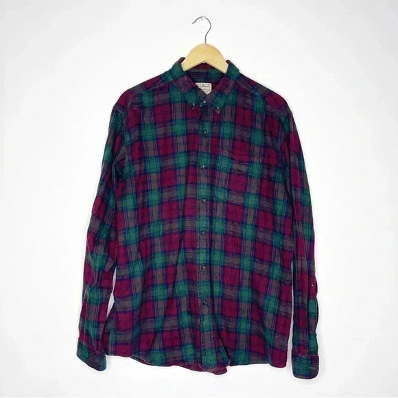 L.L. Bean Men's Scotch Plaid Flannel Shirt, Traditional Fit Size Large - Picture 1 of 5